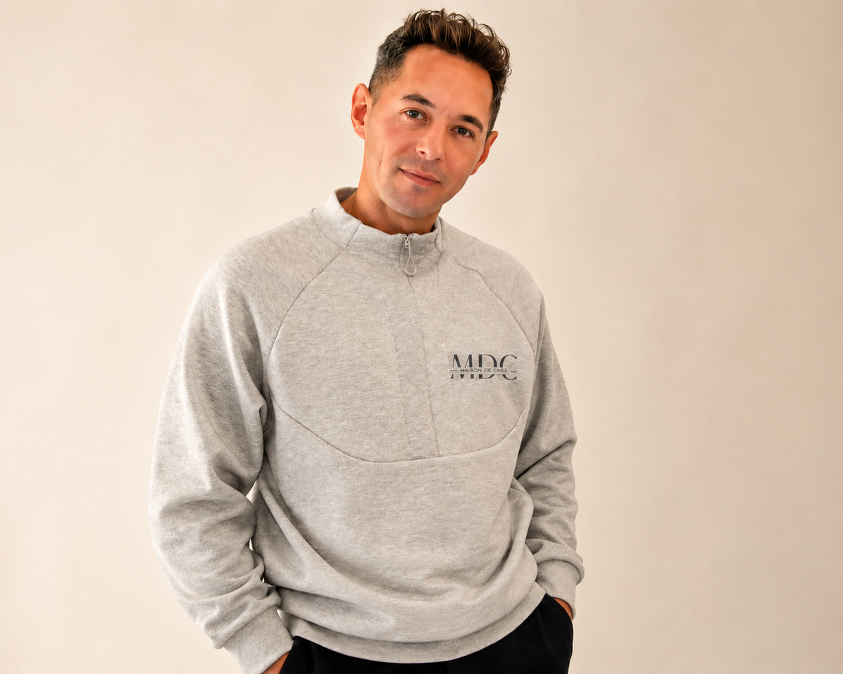 MDC Grey Unisex Crew Neck Half Zip Hoodie