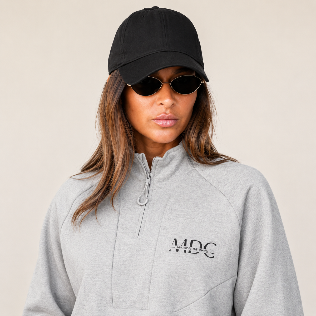 MDC Grey Unisex Crew Neck Half Zip Hoodie