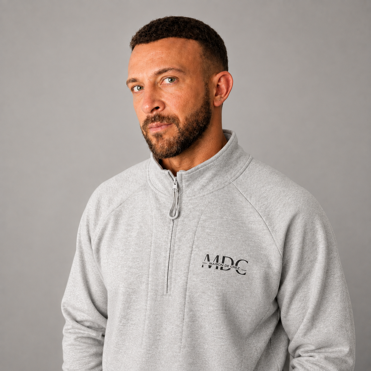 MDC Grey Unisex Crew Neck Half Zip Hoodie