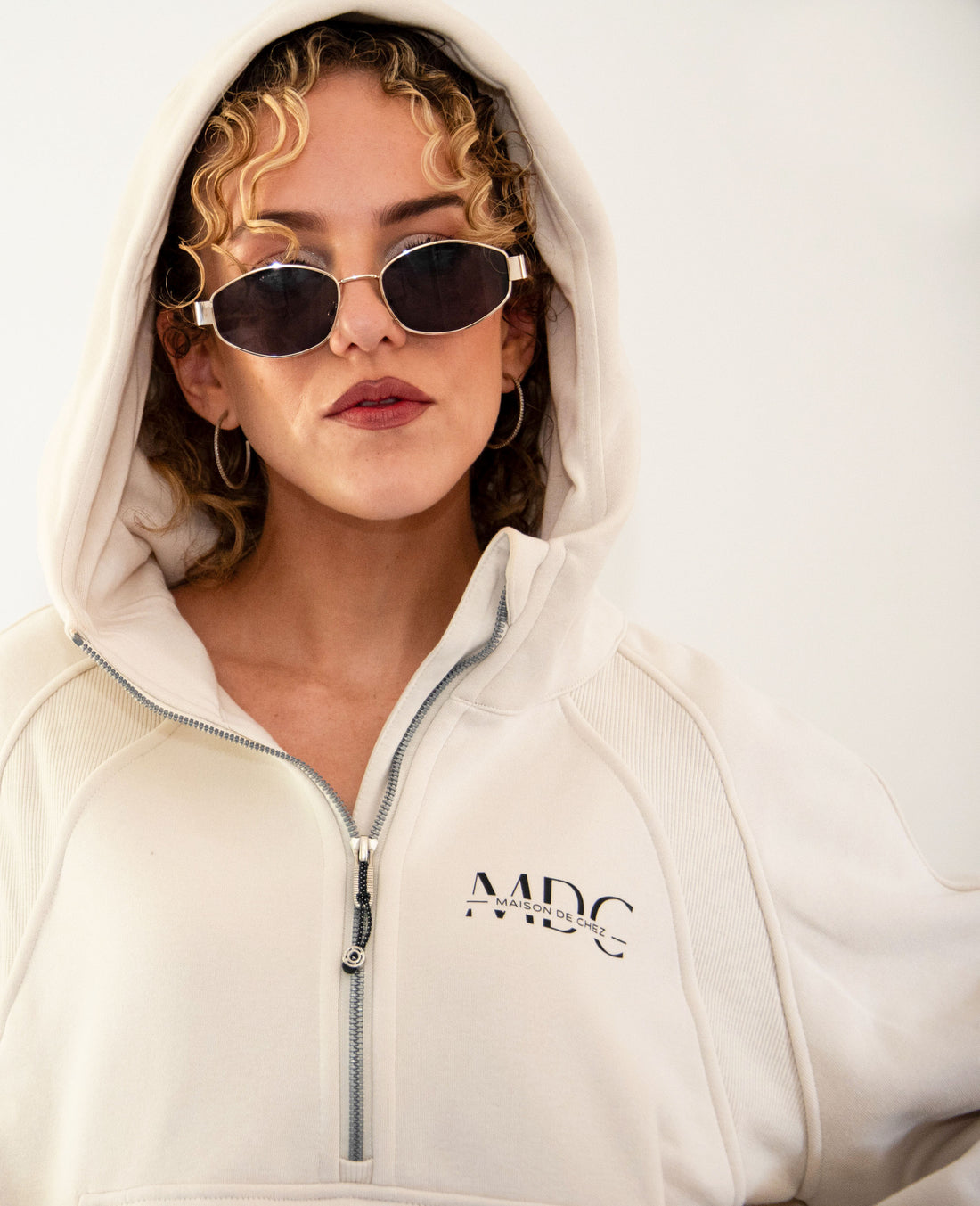 MDC Cream Yoga Half Zip Hoodie