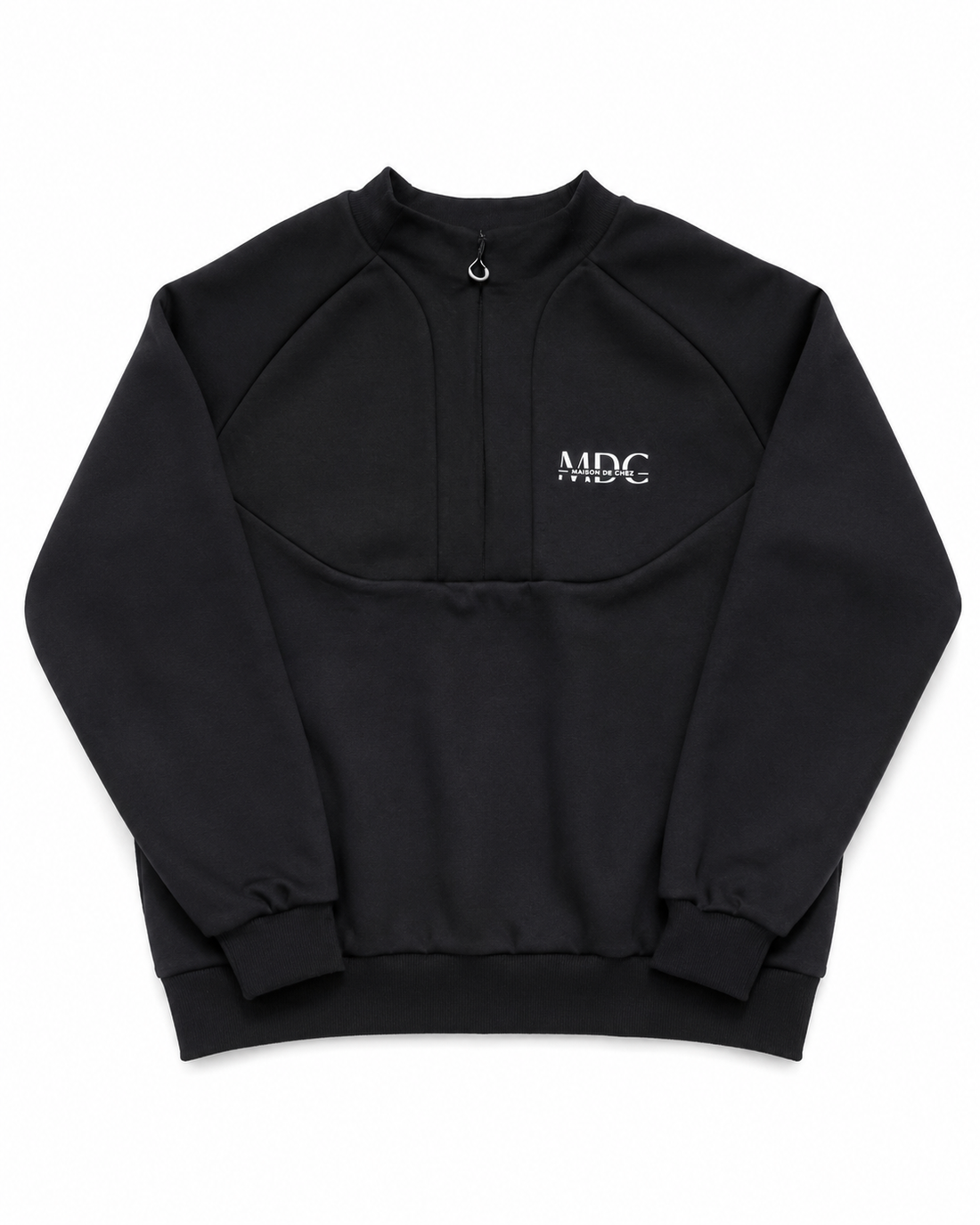 MDC Black Unisex Crew Neck Half Zip Hoodie
