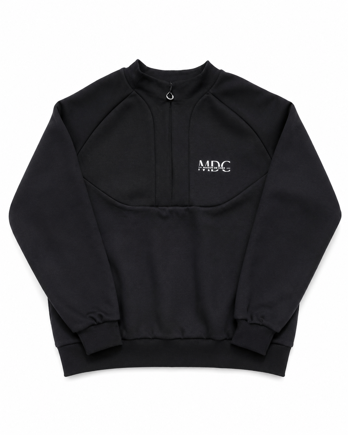 MDC Black Unisex Crew Neck Half Zip Hoodie